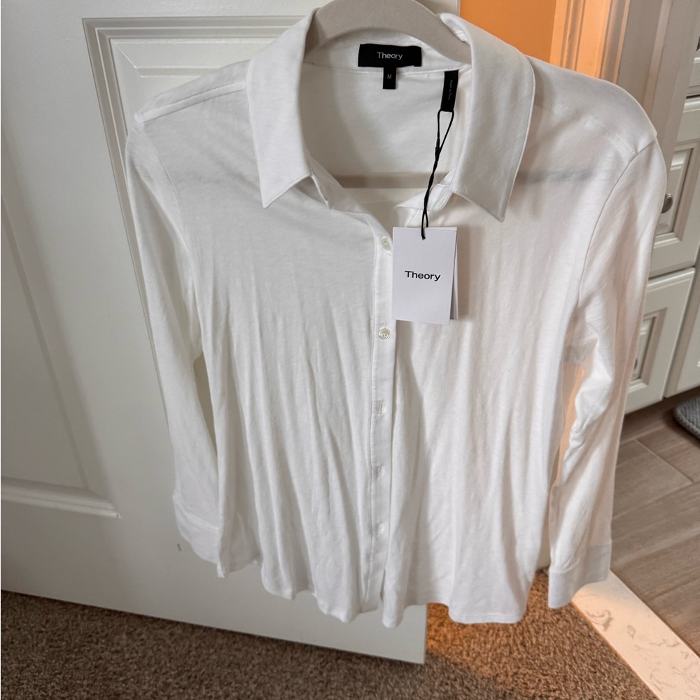 Theory Classic White Collared Shirt